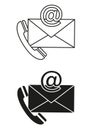 Black And White Contact Support Icon Flat Design Vector Silhouette