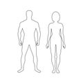 Black and white contour male and female figures Royalty Free Stock Photo