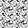 Black-and-white contour seamless pattern with