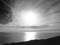 Black and White Contrail Over the Pacific