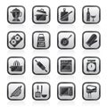 Black an white cooking tools icons