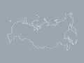 Black and white cool and simple Russia map with outlines on dark background