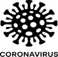 Black and White Coronavirus Icon Depicting the Virus Structure and the Word Coronavirus in Bold Letters at the Bottom of the Image Royalty Free Stock Photo