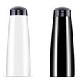 Black and White cosmetic bottles set for shampoo Royalty Free Stock Photo