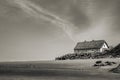 Black & White of Cottage at beach Laytown County Meath in Ireland Royalty Free Stock Photo