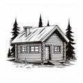 Simple Cabin In The Woods Vector Art Royalty Free Stock Photo