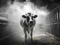 Cow closed in the barn Made With Generative AI illustration