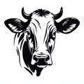 Black And White Cow Head Graphic Illustration - Svg Cutout Shape Clip Art Royalty Free Stock Photo