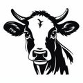 Bold Stencil Cow Face Illustration On White Background