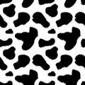 Black and white cow skin animal print seamless pattern, vector