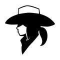 Cowgirl portrait symbol on white backdrop