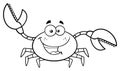 Black And White Crab Cartoon Mascot Character Waving For Greeting