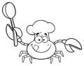 Black And White Crab Chef Cartoon Mascot Character Holding A Spoon