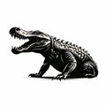 Black And White Crocodile Logo Vector Illustration