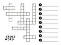 Black and white crossword vector template page