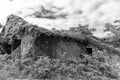 Black and White Crumbling House