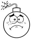 Black And White Crying Bomb Face Cartoon Mascot Character With Tears