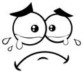 Black And White Crying Cartoon Funny Face With Tears And Expression.