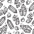 Black and White Crystal boho hand drawn pattern