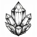 Black and White Crystal Cluster Illustration Royalty Free Stock Photo