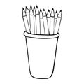 Black and white cup full of pencils Royalty Free Stock Photo