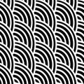 Black and white curved lines in a seamless pattern