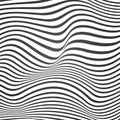 Black and white curved lines, surface waves, vector design background