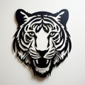 Bold Tiger Sculpture On Black Background: Laser Cut Metal Name Sign
