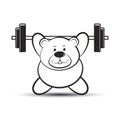 Cute bear cartoon lifting barbell