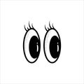 Black And White Cute Cartoon Eyes. Vector Illustration  on white Royalty Free Stock Photo