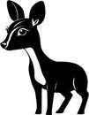 Black-white cute Chevrotain cartoon icons. Ai-generated.