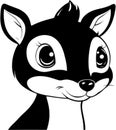 Black-white cute Chevrotain cartoon icons. Ai-generated.