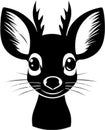 Black-white cute Chevrotain cartoon icons. Ai-generated.