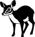 Black-white cute Chevrotain cartoon icons. Ai-generated.