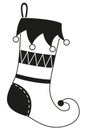 Black and white cute christmas stocking silhouette
