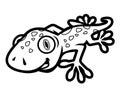 Black and White Cute Gecko Crawling Illustration in Cartoon Style for Coloring Book