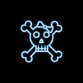 Black and white cute girl skull with a bow icon in neon style. One of Life style collection icon can be used for UI, UX