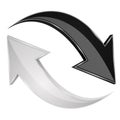 Black and white 3d arrows. Refresh sign