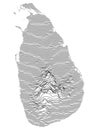 Contour Relief Map of Sri Lanka