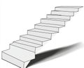 A black and white 3D illustration in perspective view with a grid, showcasing a staircase to the second floor Royalty Free Stock Photo