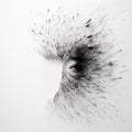 Abstract Face Blown By Flying Particles: Photorealistic Eye With Minimalistic Brushstrokes