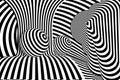 Black white 3d line distortion ball illusion Royalty Free Stock Photo