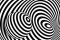 Black white 3d line distortion ball illusion Royalty Free Stock Photo