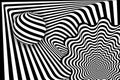 Black white 3d line distortion ball illusion Royalty Free Stock Photo