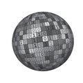 Black And White 3D Render Digital Binary Code Earth Globe Vector Background Illustration_1 Royalty Free Stock Photo