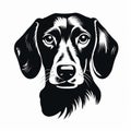 Black And White Dachshund Dog Head Graphic Design Illustration