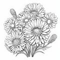 Black And White Daisy Flower Bouquet Coloring Pages Royalty Free Stock Photo