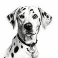 Black And White Dalmatian Dog Drawing In Zbrush Style Royalty Free Stock Photo