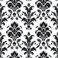 Italianate Flair: High Resolution Damask Wallpaper In Black And White Royalty Free Stock Photo