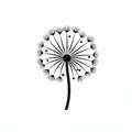 Monochrome Dandelion Clipart Print - Minimalist Black And White Illustration